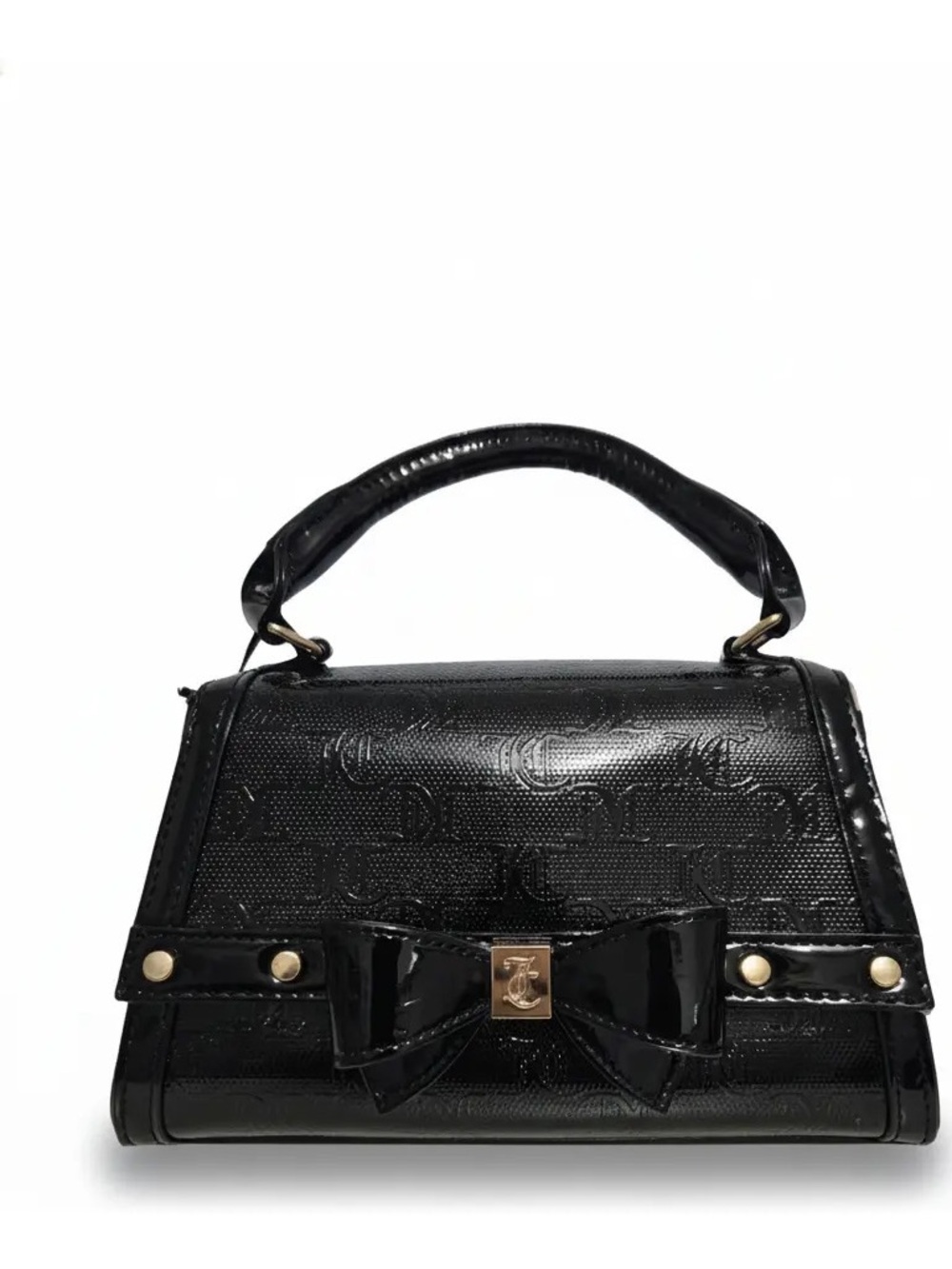Juicy Couture Black Patent Bow Top-Handle Mini Bag
